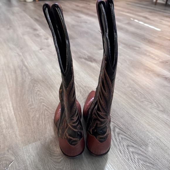 Tony Lama Snake Skin Reptile Cowgirl Boots Brown Black Western Scallop Cowboy 7 - Picture 5 of 9